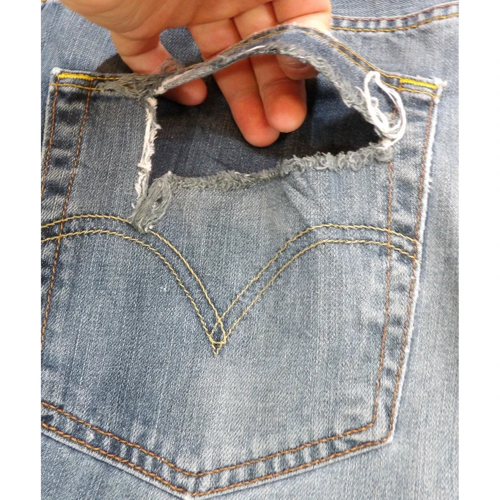 VTG Levis 569 Loose Straight Jeans Men 36x34 Blue Distressed Baggy Hemmed Denim